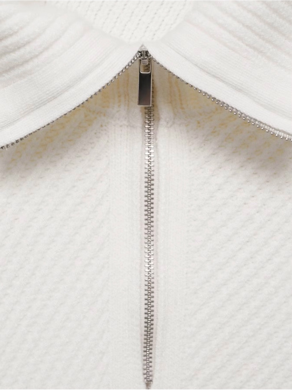 Mango White Quarter Zip Crewneck Sweater with Black Stripes - Picture 7 of 16